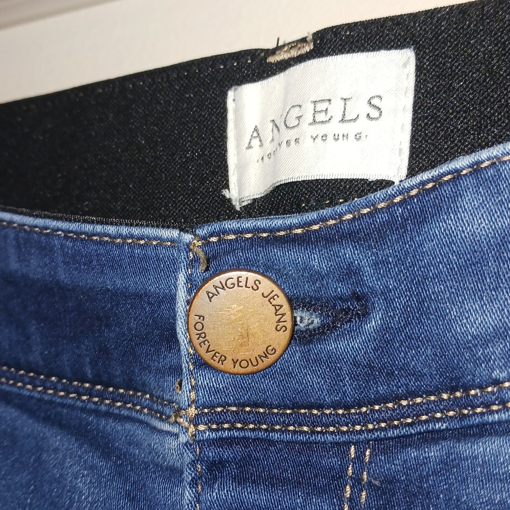 Angels Forever Young Skinny Blue Jeans Medium Wash Elastic Waist 10/30 - Picture 4 of 9